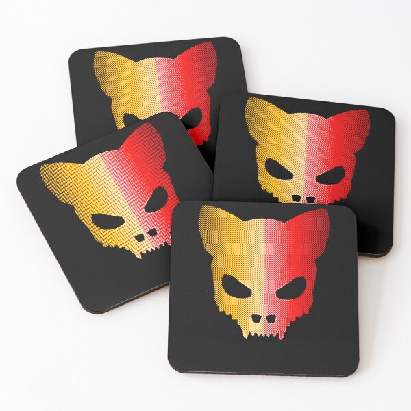 Item preview, Devil-Cat Skull In Red And Yellow Halftones designed and sold by sleepingdogprod.