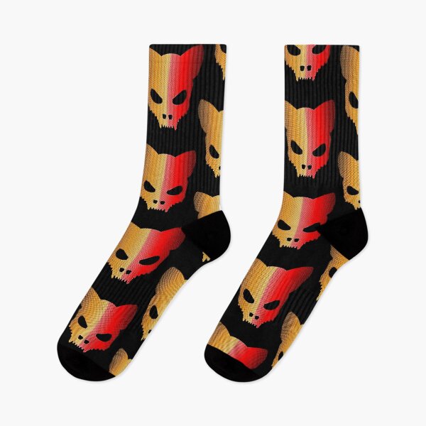 Item preview, Devil-Cat Skull In Red And Yellow Halftones designed and sold by sleepingdogprod.