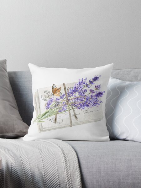Vista previa del artículo con la obra «Flores de lavanda acuarela en letras vintage», diseñado y vendido por silviaol.