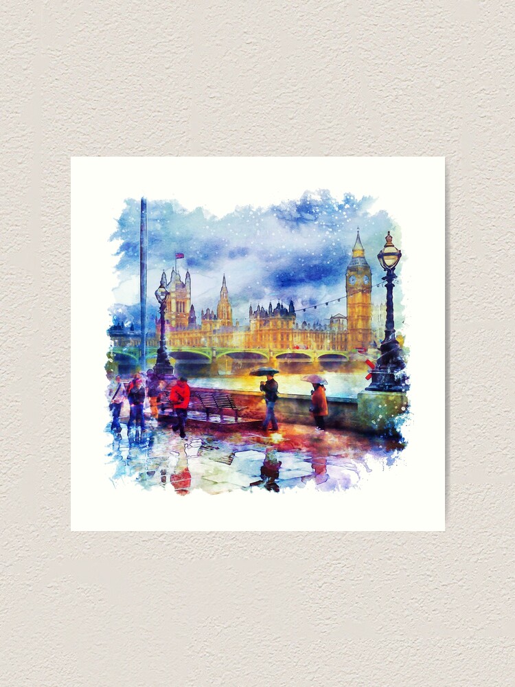 London Rain Watercolor" Art Print By Caracatita75 | Redbubble