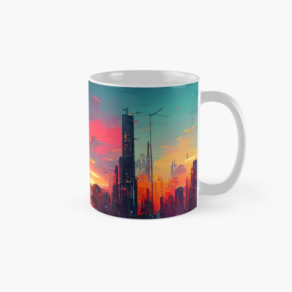 Item preview, Cyberpunk Sunset Landscape (Vibrant, Unique AI Art) designed and sold by AIntelligentArt.
