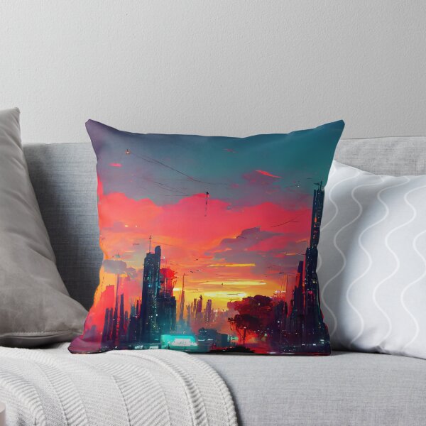 Item preview, Cyberpunk Sunset Landscape (Vibrant, Unique AI Art) designed and sold by AIntelligentArt.