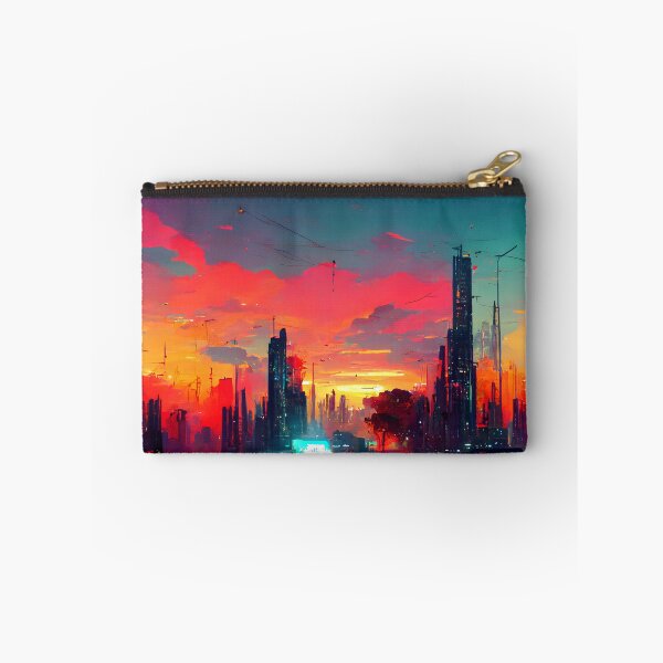 Item preview, Cyberpunk Sunset Landscape (Vibrant, Unique AI Art) designed and sold by AIntelligentArt.