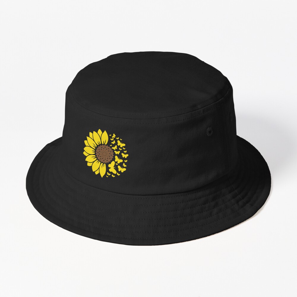 Disover Cute sunflower with butterflies bucket hat Bucket Hat