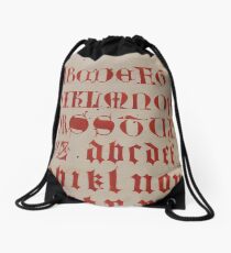 Alphabet page from a 14th century manuscript Drawstring Bag