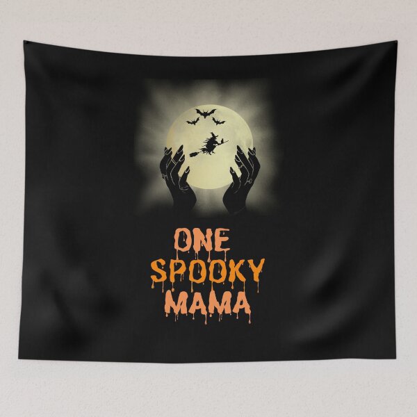 Item preview, One Spooky Mama Fun Halloween T-shirt With A Witch, Bat And Full Moon designed and sold by House-Of-Pinto.
