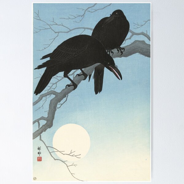Item preview, Two crows on a branch, Ohara Koson, 1927 designed and sold by Vintage Wall Art.