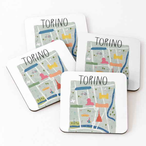 Item preview, Torino (Turin) Illustrated map designed and sold by Lovelypostcard.