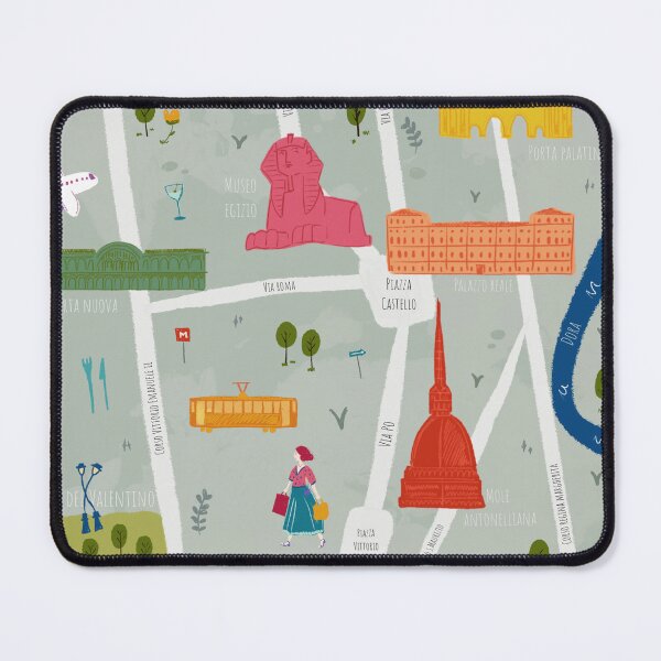 Item preview, Torino (Turin) Illustrated map designed and sold by Lovelypostcard.