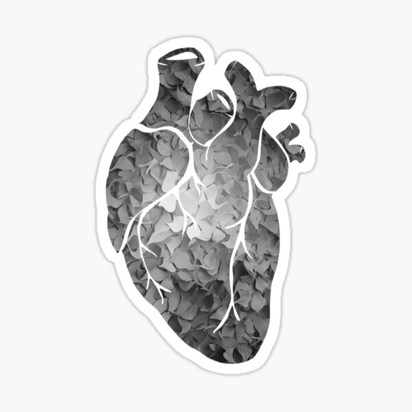 Black and white flower heart Sticker