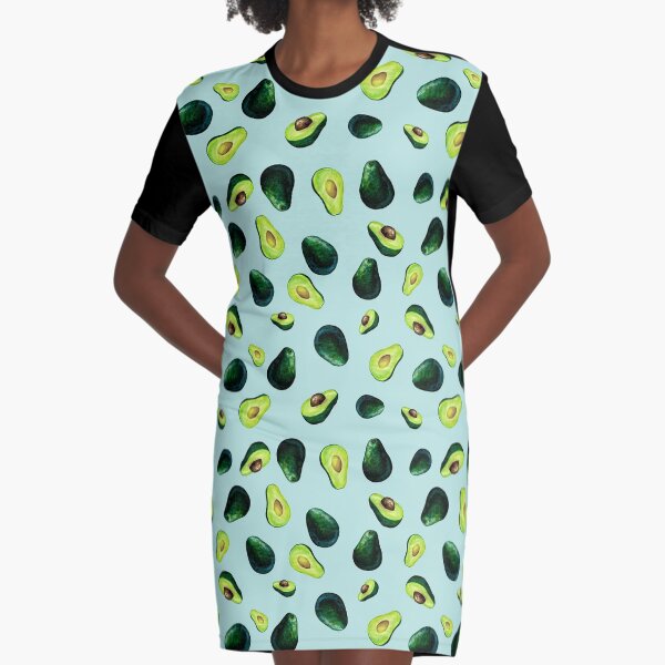 Avocado Pattern Graphic T-Shirt Dress