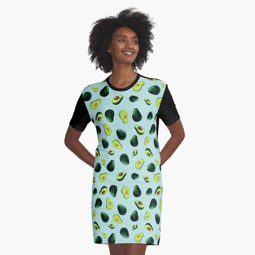 Avocado Pattern Graphic T-Shirt Dress
