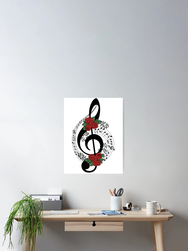 Thumbnail 2 of 3, Poster, Musical Note Roses designed and sold by MyMerch4u.