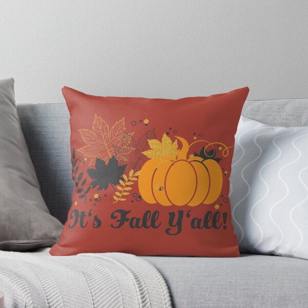 Item preview, It's Fall Y'all Pumpkin and Autumn Leaves designed and sold by HoneyHue.