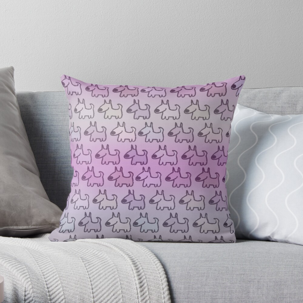 PINK -PURPLE - OMBRE GRADIENT FUN DOGS PATTERN KID FRIENDLY Throw Pillow