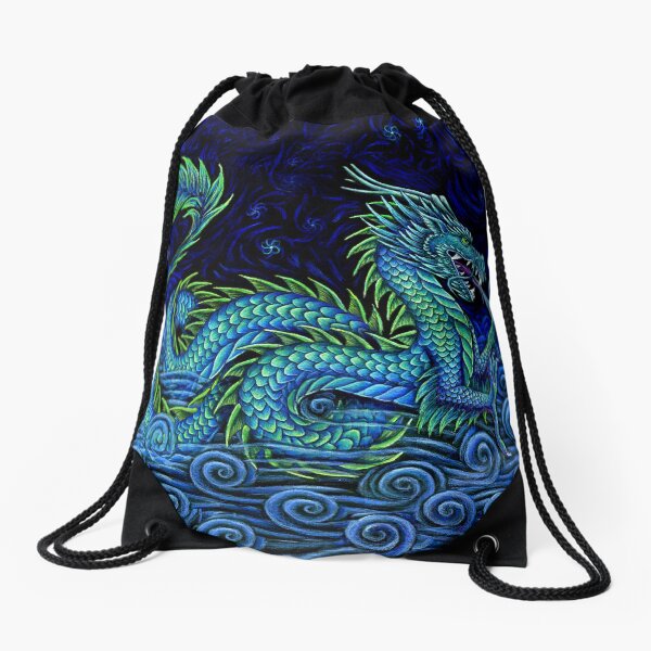 Chinese Azure Dragon Drawstring Bag