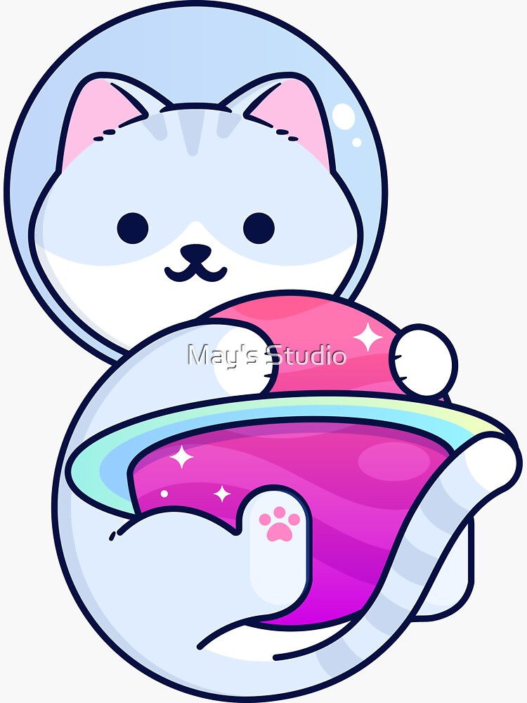 Kawaii Astronaut Cat in Outer Space