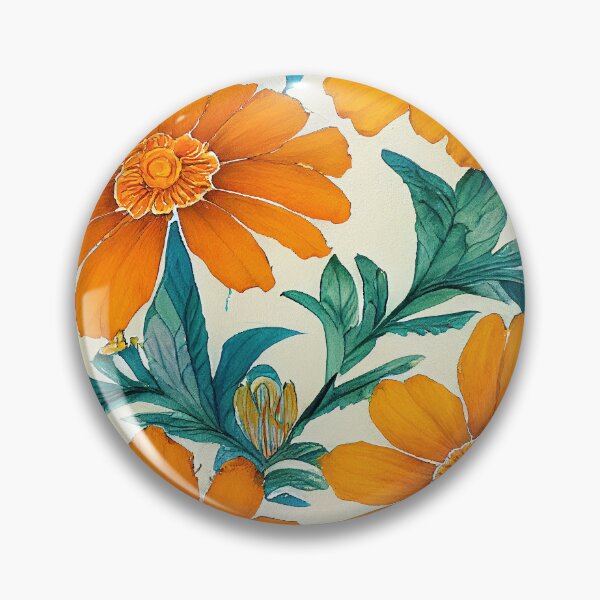 Item preview, Marigold Floral Print designed and sold by ThePurpleMelon.