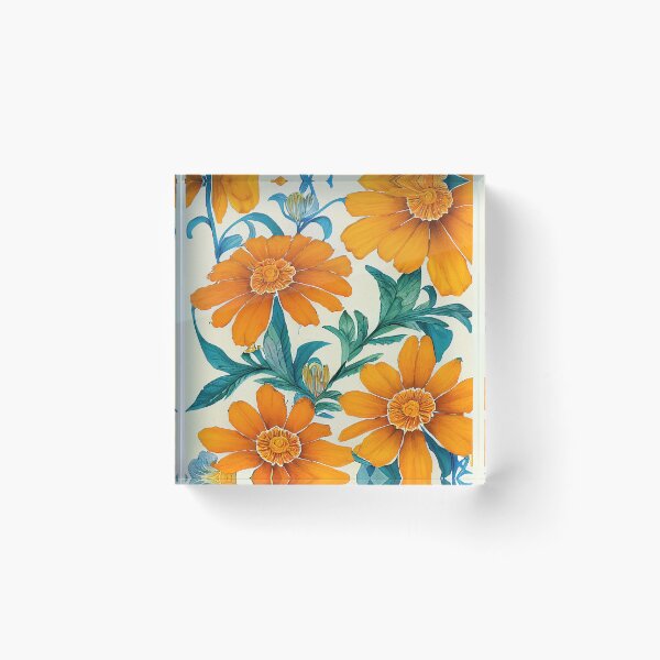 Item preview, Marigold Floral Print designed and sold by ThePurpleMelon.