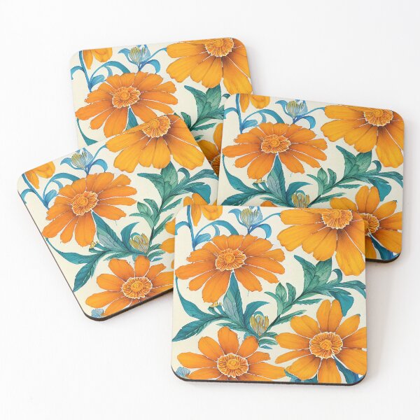 Item preview, Marigold Floral Print designed and sold by ThePurpleMelon.