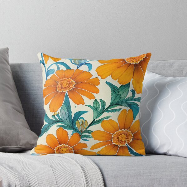 Item preview, Marigold Floral Print designed and sold by ThePurpleMelon.