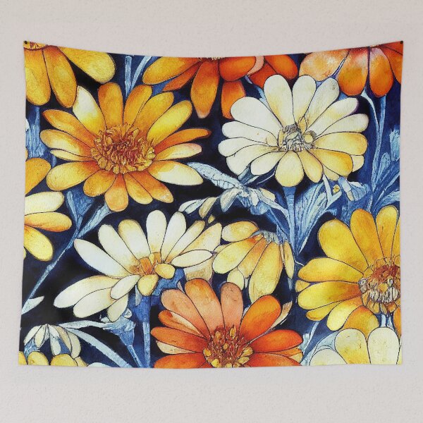 Item preview, Marigold Floral Print designed and sold by ThePurpleMelon.
