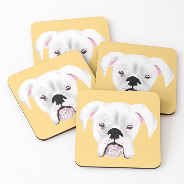 Item preview, WHITE BOXER DOG PUPPY LIGHT ORANGE designed and sold by GIVENGRACE.ART.