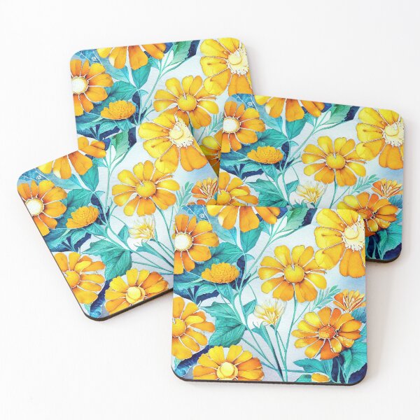 Item preview, Marigold Floral Print designed and sold by ThePurpleMelon.