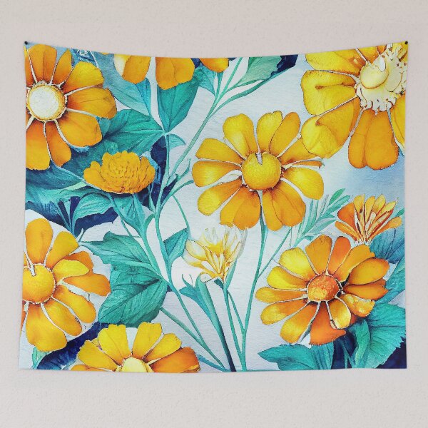Item preview, Marigold Floral Print designed and sold by ThePurpleMelon.
