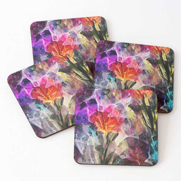 Item preview, Abstracted Icy Neon Roses-Frozen Florals designed and sold by BioDigital-Jazz.