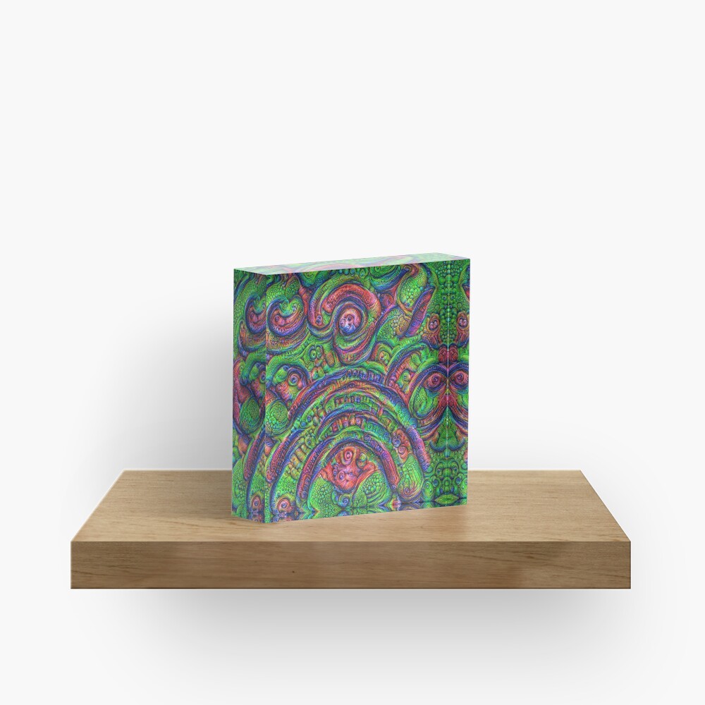 Green #DeepDream Acrylic Block