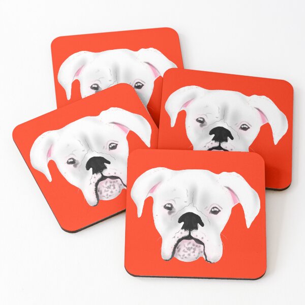 Item preview, WHITE BOXER DOG PUPPY RED designed and sold by GIVENGRACE.ART.