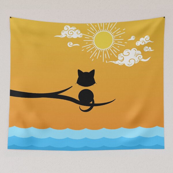 Item preview, Semicolon Cat Watching Sunrise designed and sold by SimplyMe-Plus.