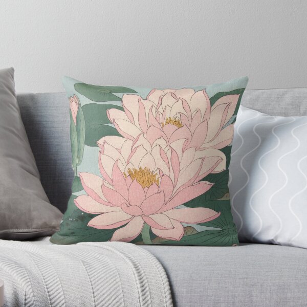 Flowering Water Lily, Ohara Koson Throw Pillow