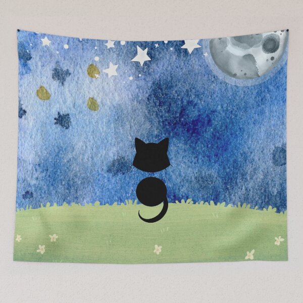 Item preview, Semicolon Cat Watching Night Sky designed and sold by SimplyMe-Plus.