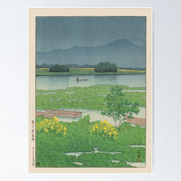 Item preview, Kawase Hasui  Lake Ezu in Kumamoto (Kumamoto Ezu-ko), from the series Selected Views of Japan (Nihon fûkei senshû) designed and sold by TeeARTHY.