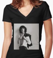 Patti Smith Women's Fitted V-Neck T-Shirt