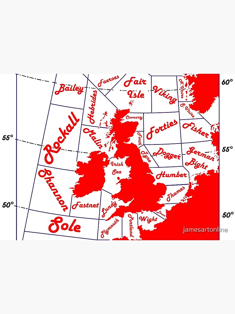 Shipping Forecast Map Art Print For Sale By Jamesartonline Redbubble   Flat,750x,075,f Pad,750x1000,f8f8f8.u5 