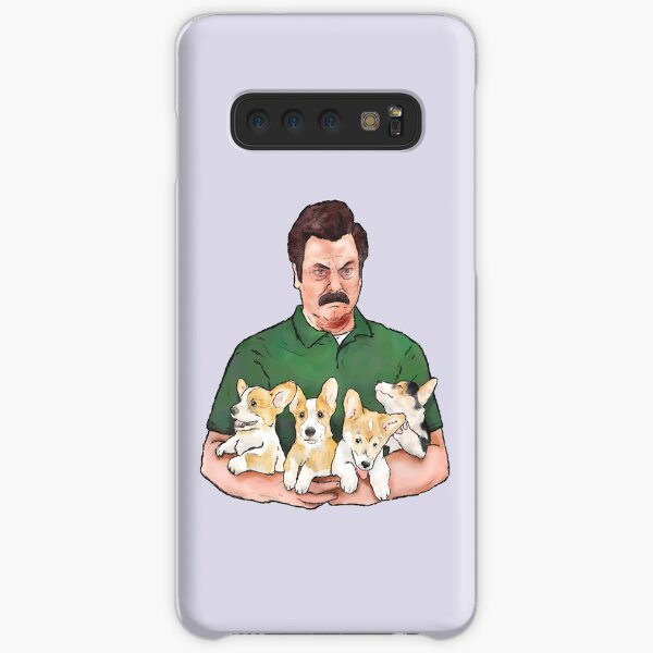 Ron Swanson Holding Corgi Puppies Funda rígida para Samsung Galaxy