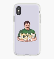 Vinilo o funda para iPhone Ron Swanson Holding Corgi Puppies