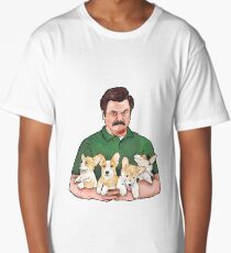 Ron Swanson Holding Corgi Puppies Long T-Shirt