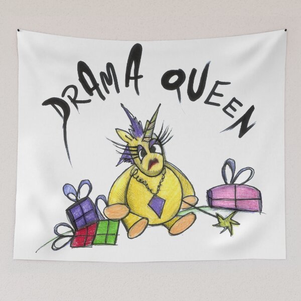 Item preview, Drama Queen Unicorn Handpainted Magical Fantasy Design designed and sold by HighArtDesigns.
