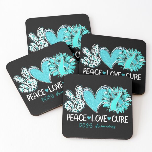 Item preview, Peace Love Cure Sunflower Teal Ribbon PCOS Awareness designed and sold by OliverBrueggem.
