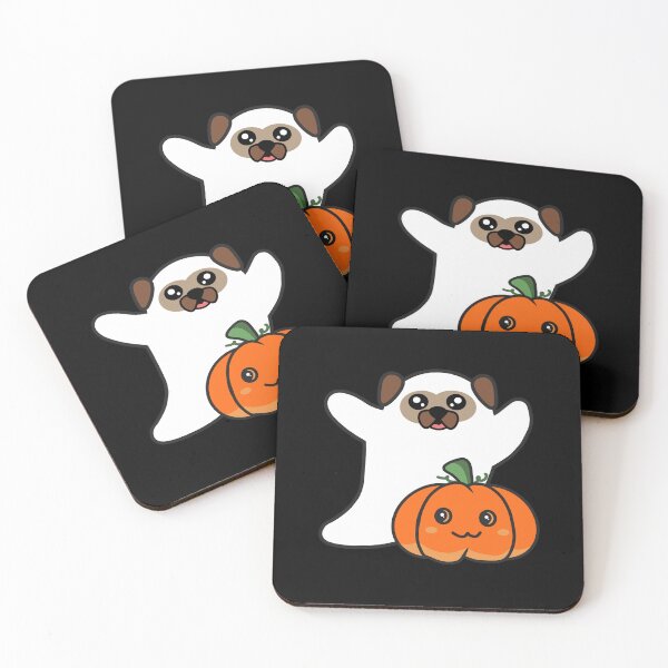 Item preview, Cute Kawaii Halloween Ghost Pug with Pumpkin designed and sold by eternallygifted.
