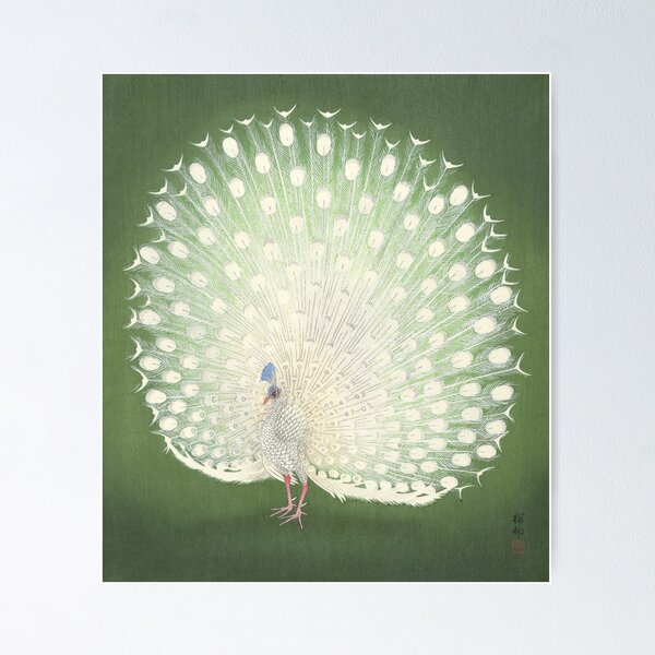Item preview, Peacock Japanese Woodblock Print designed and sold by Vintage Wall Art.