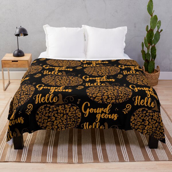 Item preview, Hello Gourdgeous Pretty Leopard Print Fall Pumpkin - Black designed and sold by PearlMoonGrapes.