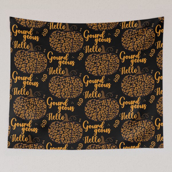 Item preview, Hello Gourdgeous Pretty Leopard Print Fall Pumpkin - Black designed and sold by PearlMoonGrapes.