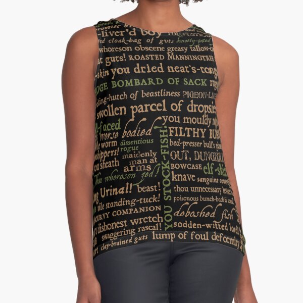 Shakespeare Insults Dark - Revised Edition (by incognita) Sleeveless Top