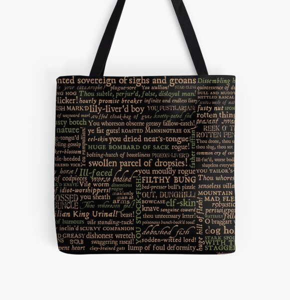 Shakespeare Insults Dark - Revised Edition (by incognita) All Over Print Tote Bag