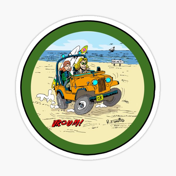 CJ5 jeep at the beach! (1) Pegatina